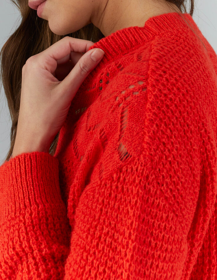 Aprikosefarbene Zierstrickjacke I.Code-6