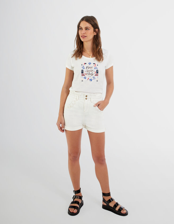 Camiseta blanco bohemio mensaje I.Code -6 Camiseta blanco bohemio mensaje I.Code -6