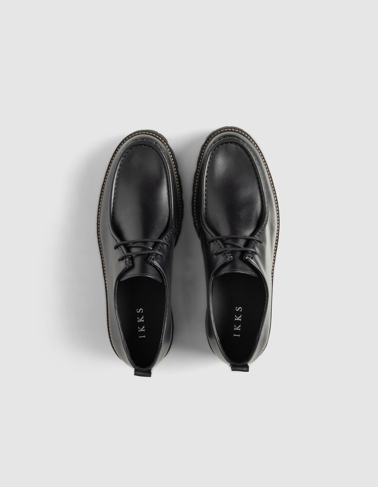 Schwarze Herren-Lederderbyschuhe mit Plateau-7