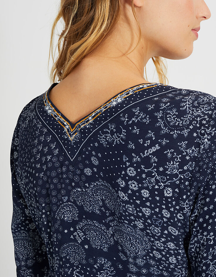 Robe marine imprimée foulard I.Code-5