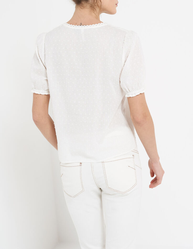 Top blanc cassé à boutons fleurs I.Code-3 Top blanc cassé à boutons fleurs I.Code-3