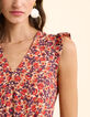 Robe longue rouge plissée imprimé fleuri I.Code-5