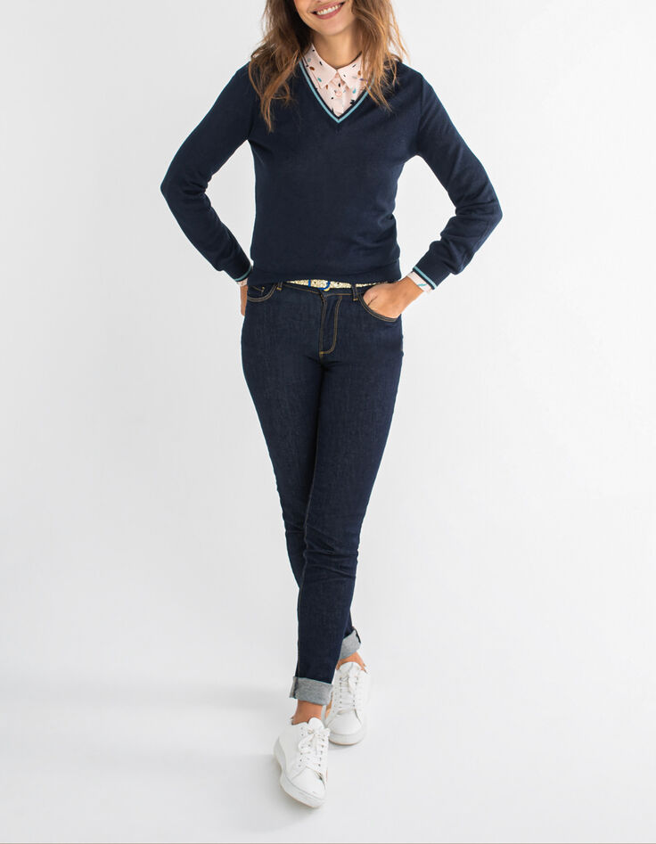 Pull marine tricot fin pailleté doré I.Code-1