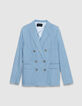 Blauw chambray colbert met dubbele borst Dames-6