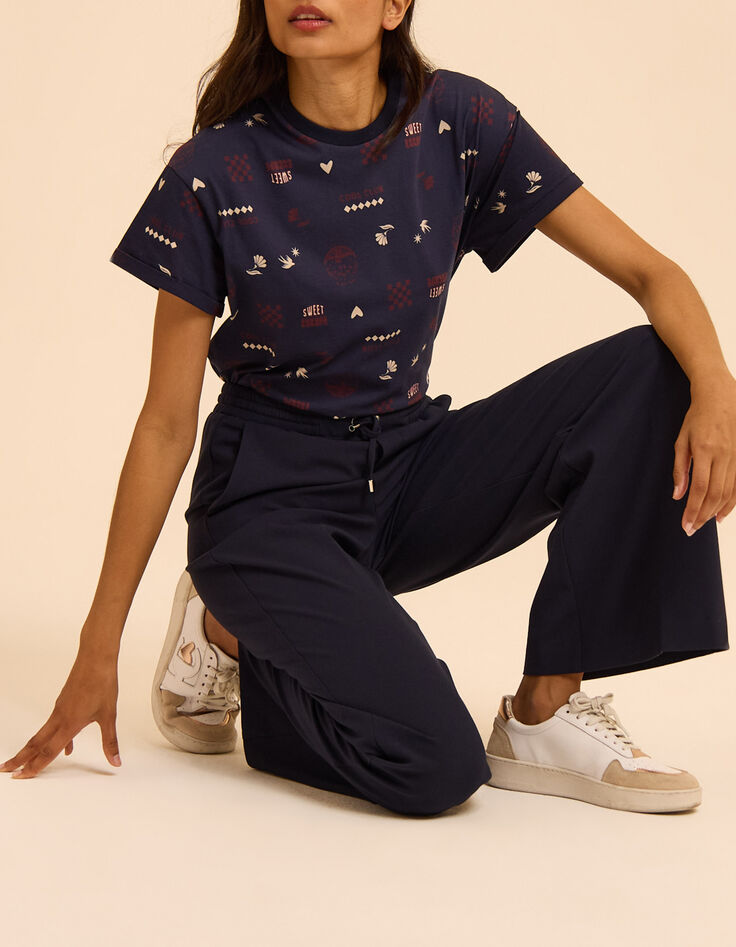 Marine wideleg geklede jogpant I.Code-1