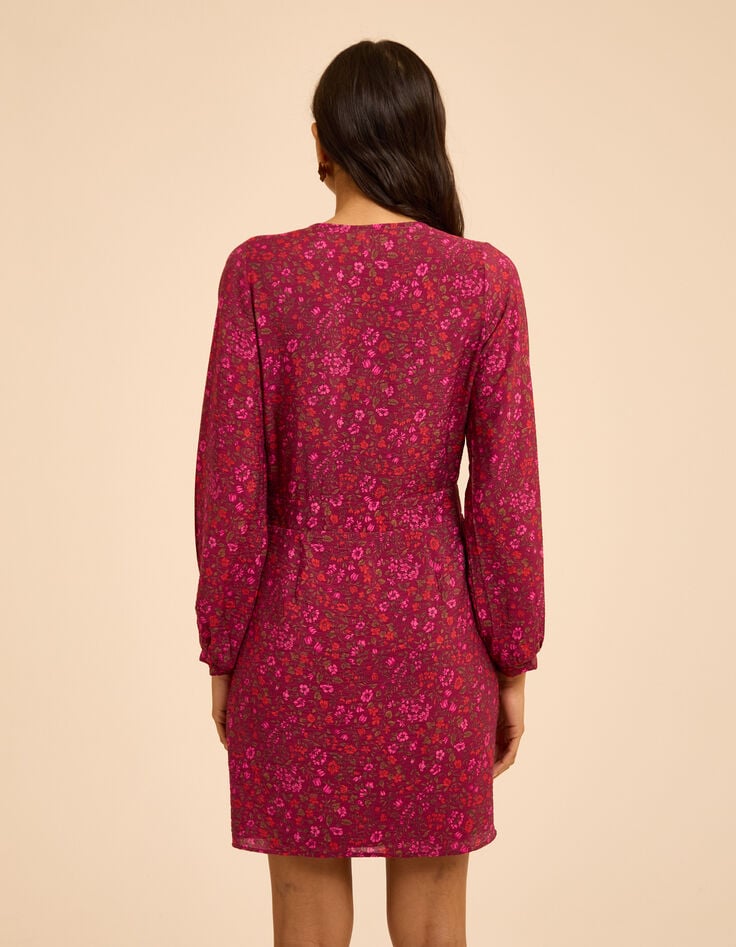 Roze jurk bloemenprint I.Code-4 Roze jurk bloemenprint I.Code-4