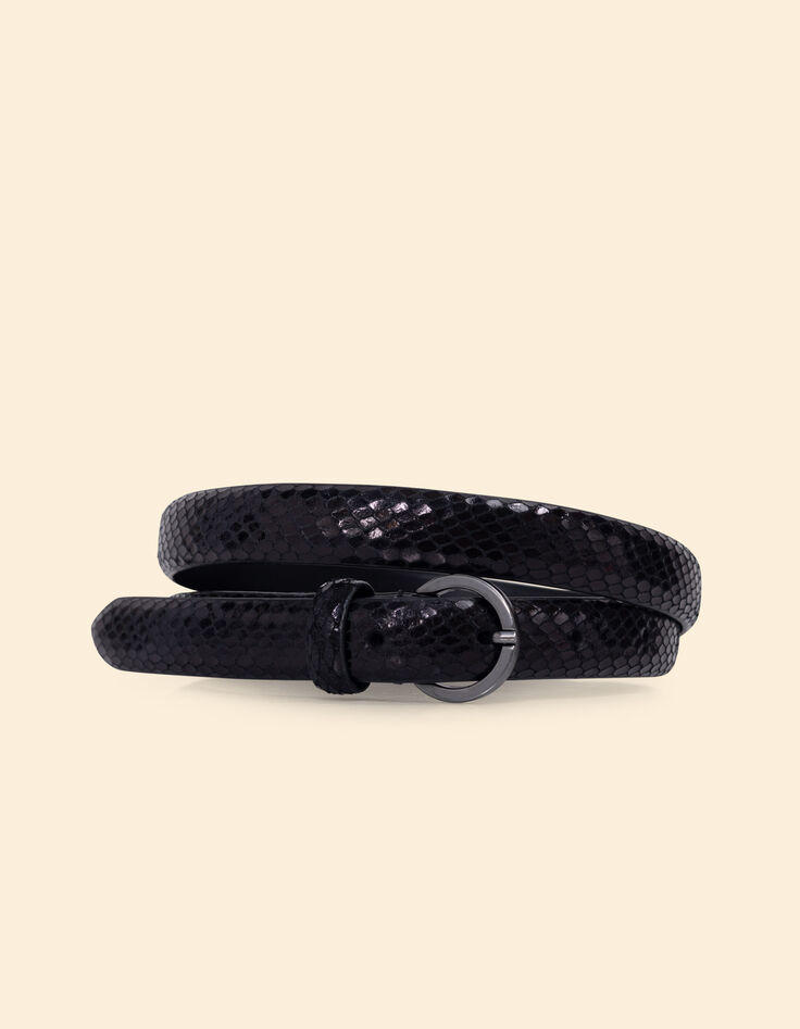 Ceinture noire cuir effet python I.Code-1