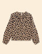 Beige blouse bloemen-luipaardprint I.Code-8