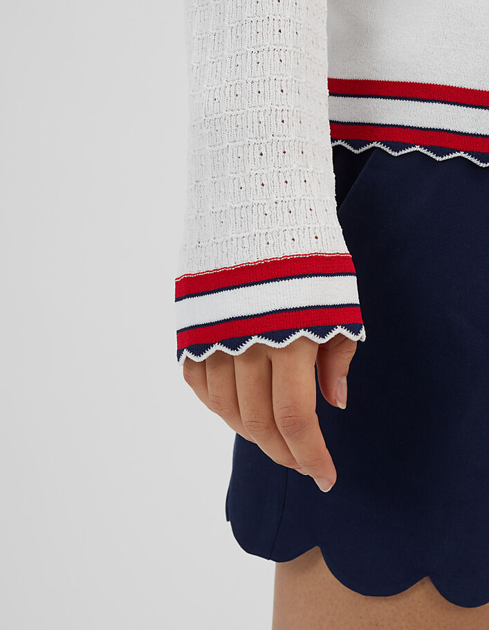 I.Code off-white knitted sweater, red edging - I.CODE
