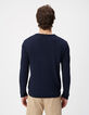 Marineblauer Feinstrick-Pullover f&uuml;r Herren mit Rollkanten-3