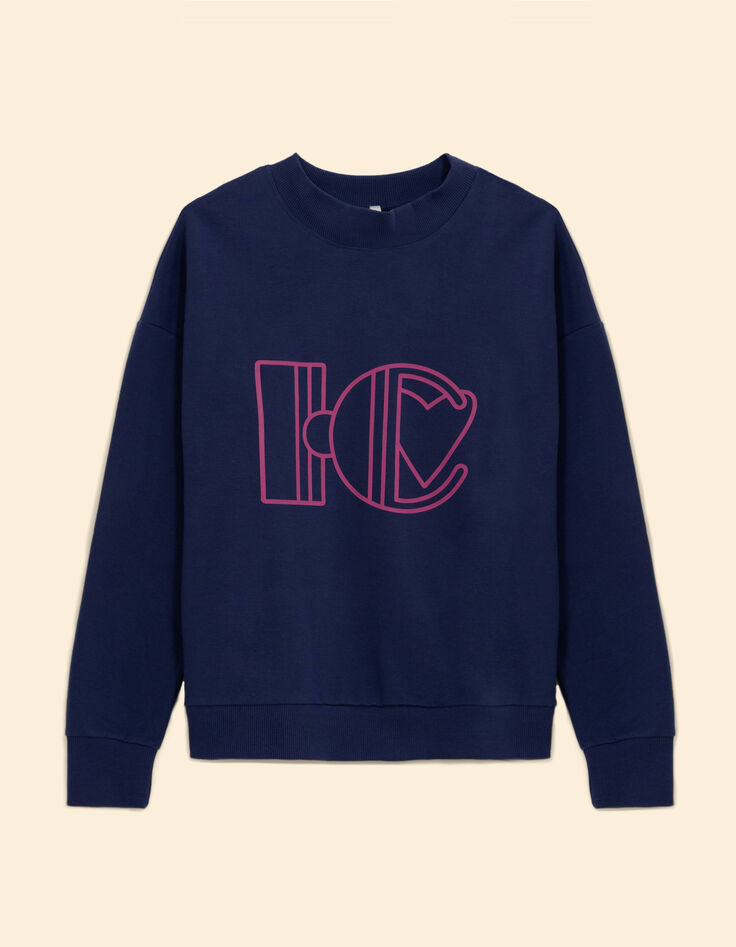 Sweat bleu monogramme flocage gomme I.Code-6