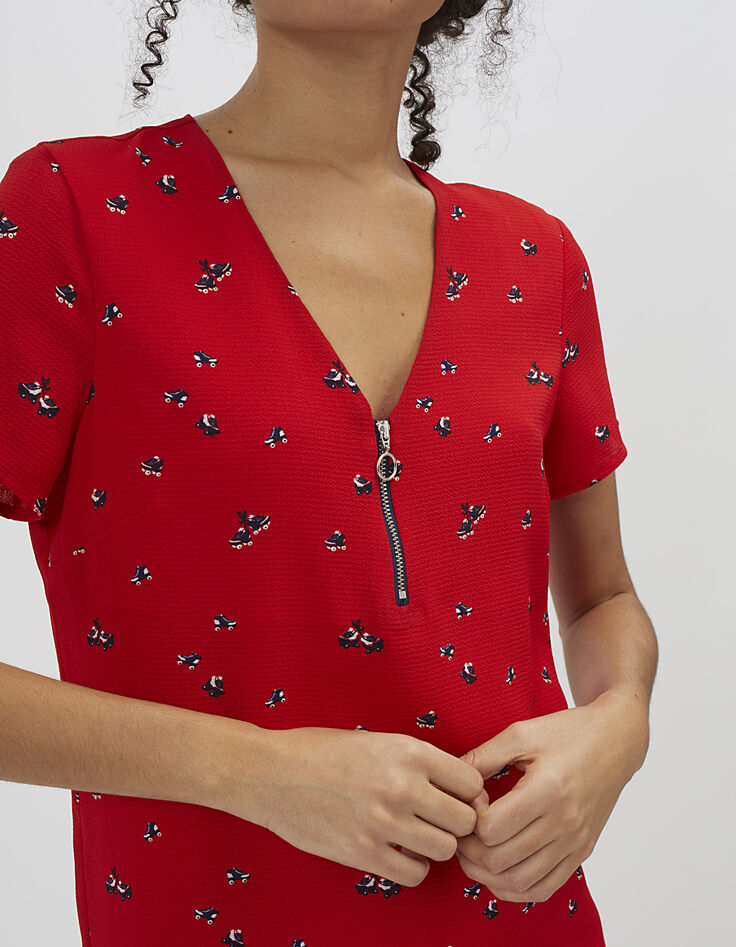 Robe rouge imprimée patins à roulettes I.Code-2 Robe rouge imprimée patins à roulettes I.Code-2
