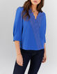 Kobaltblaue Bluse mit englischer Stickerei I.Code -1