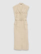 Women's long beige sleeveless safari dress-6