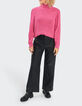 I.Code cherry pink decorative knit high-neck sweater-5