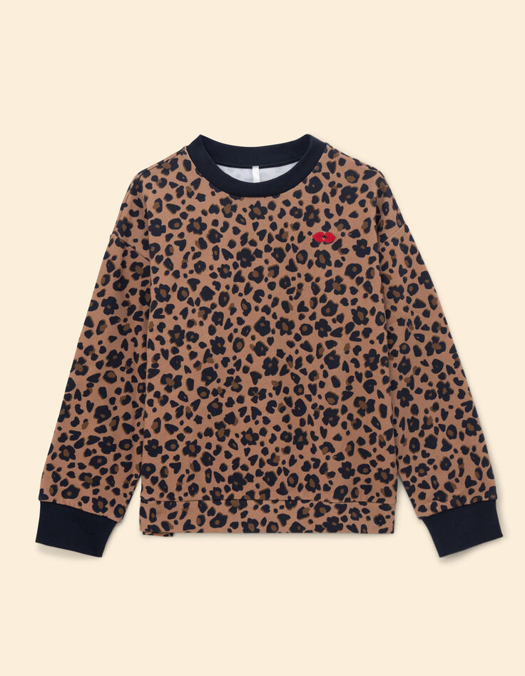 Leoparden-Sweatshirt mit Herz-Stickerei I.Code-9