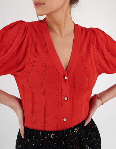 Cardigan abricot tricot à manches courtes I.Code
