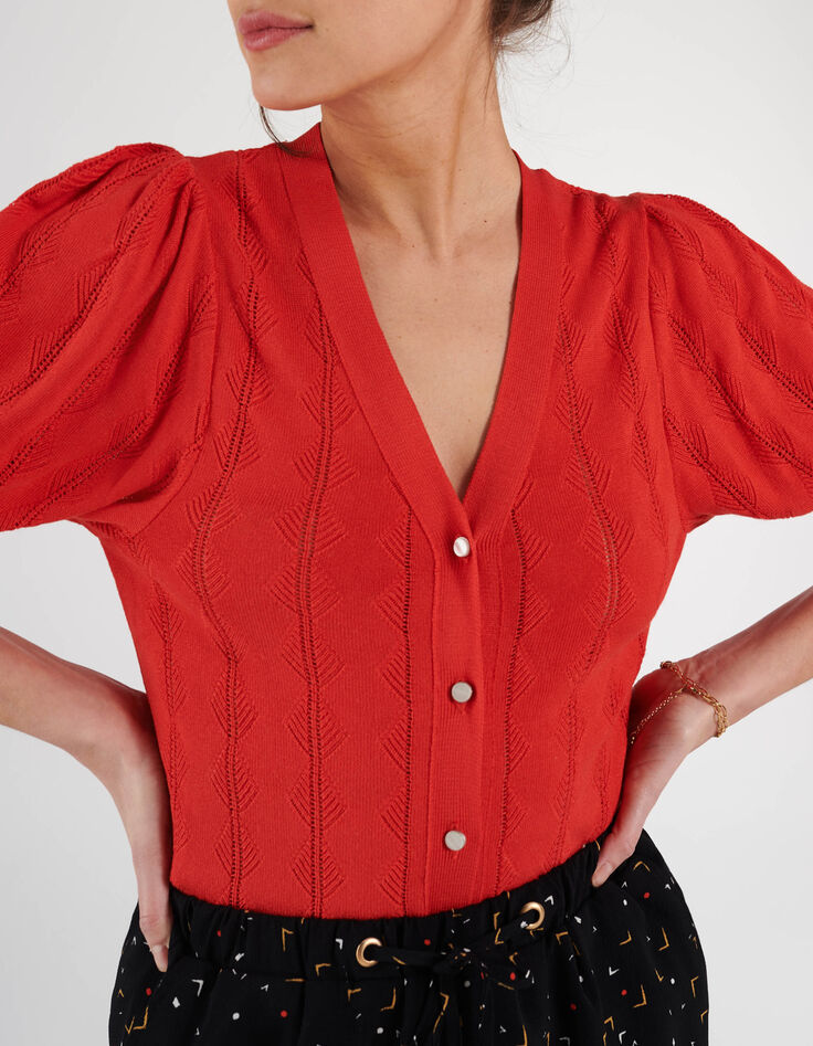 Cardigan abricot tricot à manches courtes I.Code-1 Cardigan abricot tricot à manches courtes I.Code-1