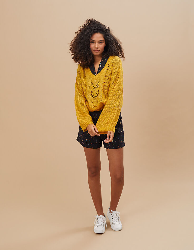 Combi short noire imprimé floral I.Code-6 Combi short noire imprimé floral I.Code-6