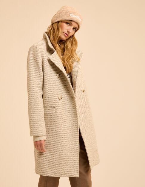 I.Code ecru coat with decorative stripes