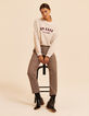 Pantalon de tailleur beige motif pied-de-puce I.Code-8