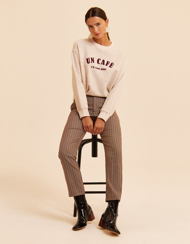 Pantalon de tailleur beige motif pied-de-puce I.Code-8