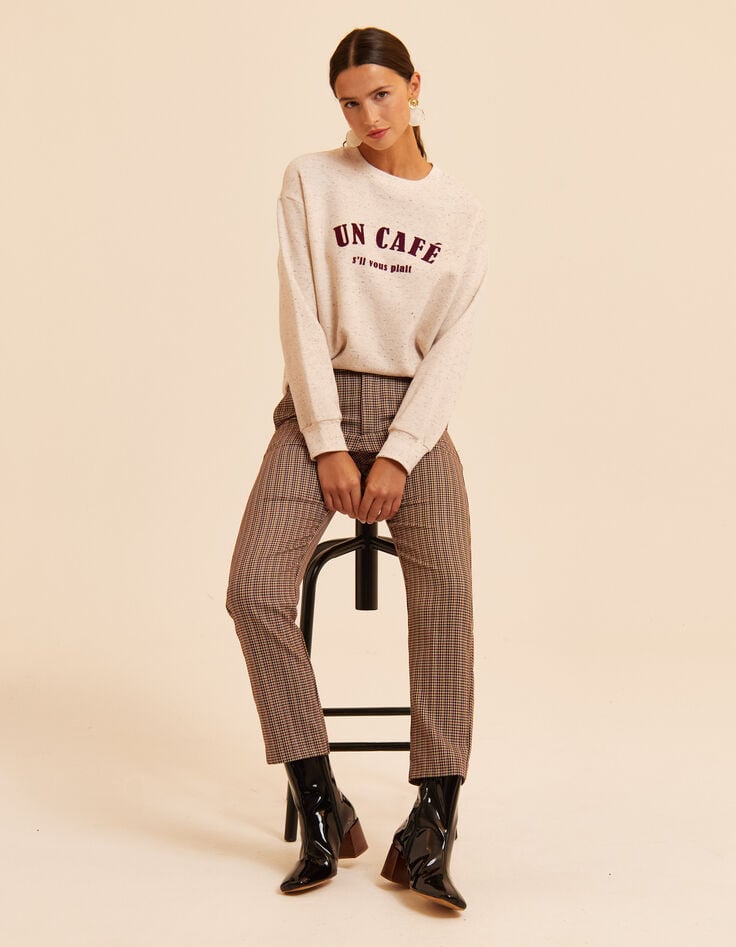 Pantalon de tailleur beige motif pied-de-puce I.Code-8 Pantalon de tailleur beige motif pied-de-puce I.Code-8