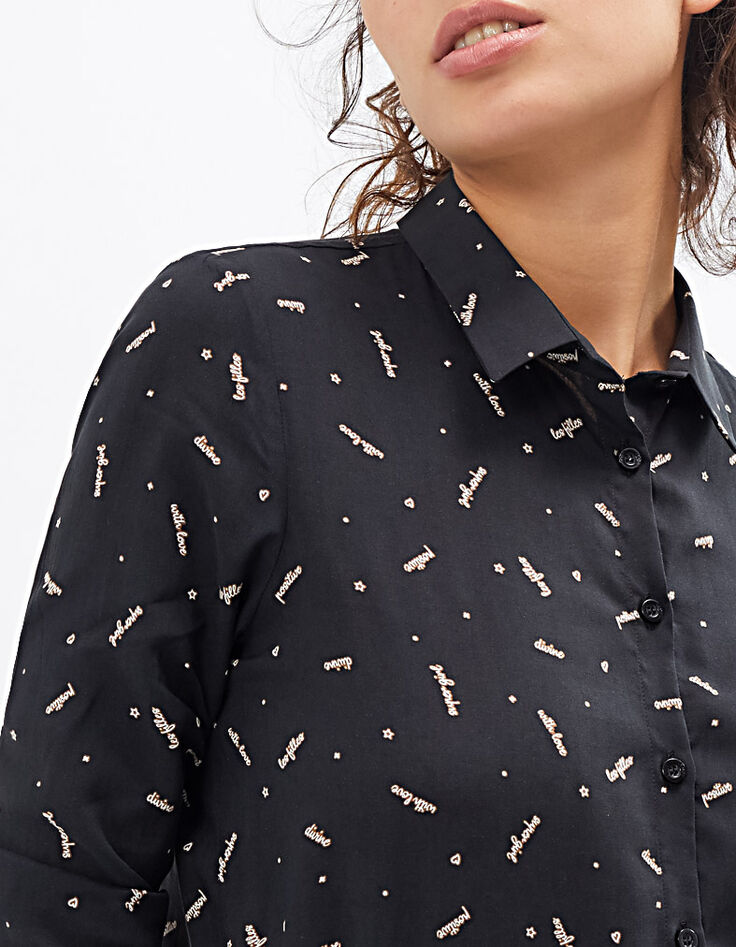 Schwarzes Hemd mit Prints I.Code-2