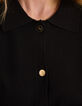 I.Code black knit polo collar cardigan-6
