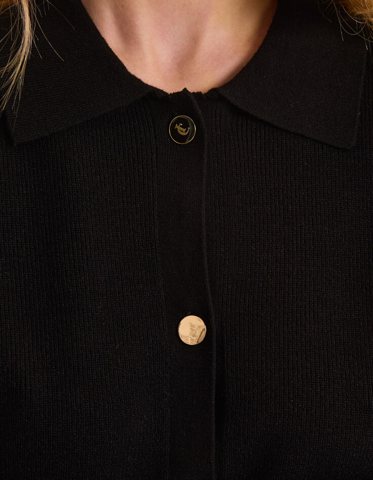 I.Code black knit polo collar cardigan-6