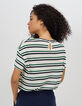 Camiseta blanco roto de rayas difuminadas-4