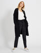 Schwarze Paperbag-Hose mit dezentem Fleckenmuster I.Code-6