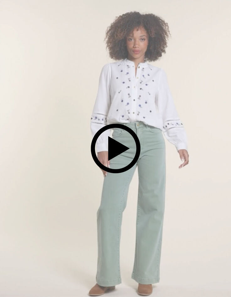 Camisa blanco roto bordados flores I.Code-12