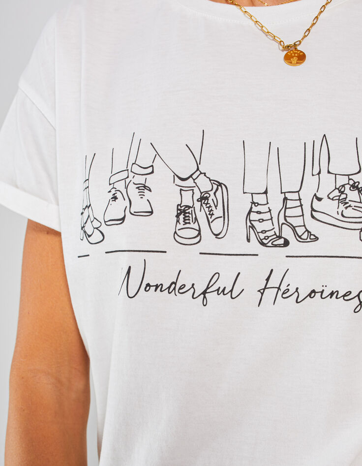Tee-shirt blanc dessins chaussures I.Code-2
