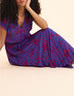 Robe longue indigo imprim&eacute; palmiers I.Code-4