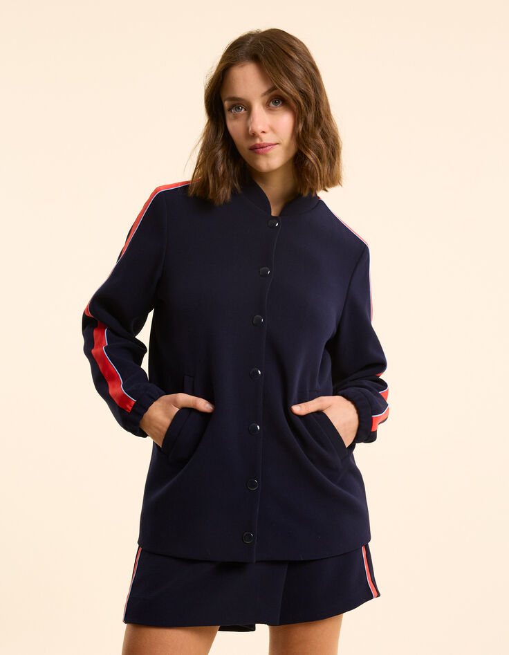 Bomber marine bandes rayées satinées I.Code-5
