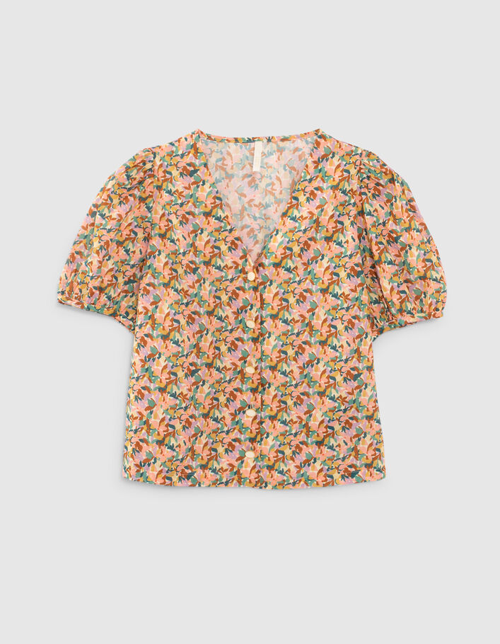 I.Code salmon pink top with floral print - I.CODE