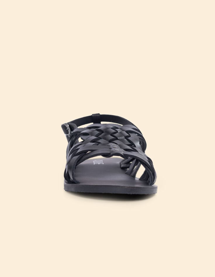 Leren sandalen zwart gevlochten bandjes I.Code-4 Leren sandalen zwart gevlochten bandjes I.Code-4