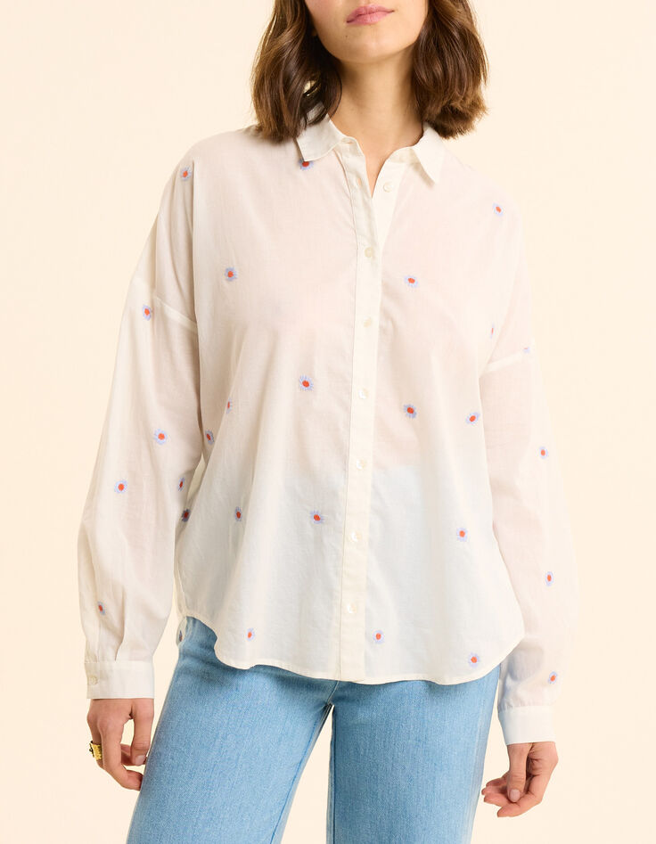 Chemise blanche broderies fleurs I.Code-2