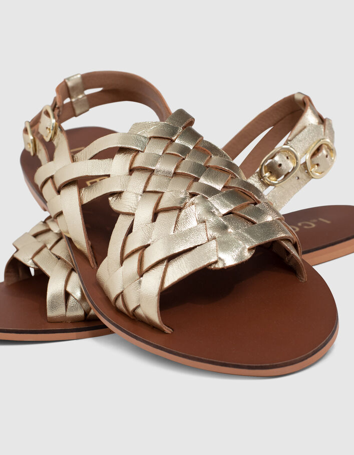 I.Code gold leather flat sandals - I.CODE