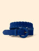 Cinturón de piel de terciopelo azul con bordes trenzados I.Code-1