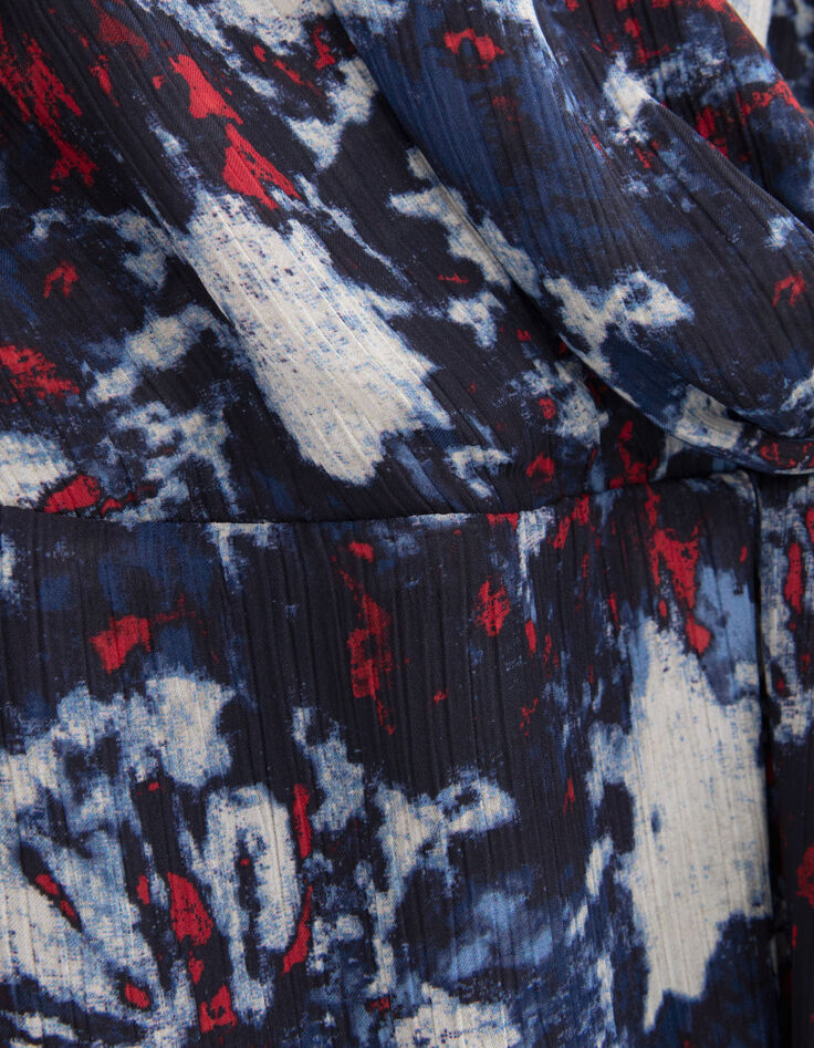Marineblaues Recycling-Damenkleid mit Batikblumen-8