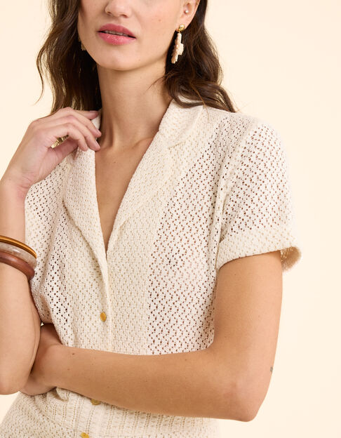 Chemise écrue dentelle manches courtes I.Code
