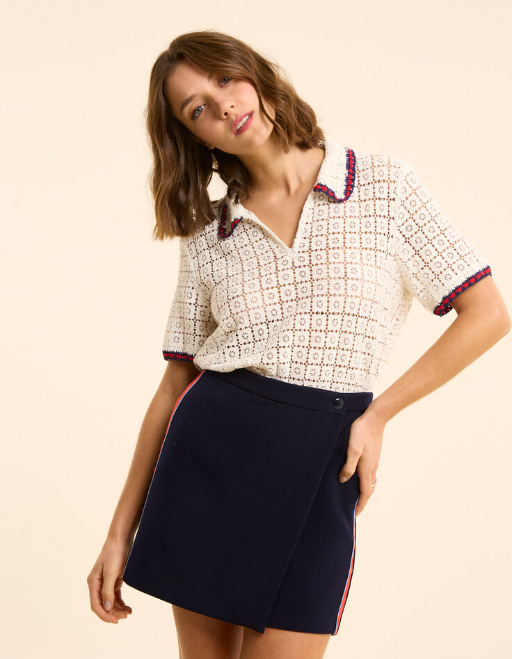 Falda pantalón azul rayas satinadas lateral I.Code-3
