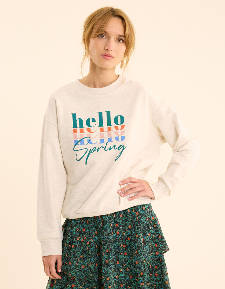 Sweat écru message multicolore I.Code-3