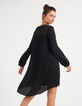 Vestido negro cuello cremallera espalda plisada I.Code-1