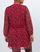 Robe rouge profond imprimé mix fleurs et rayures I.Code-3