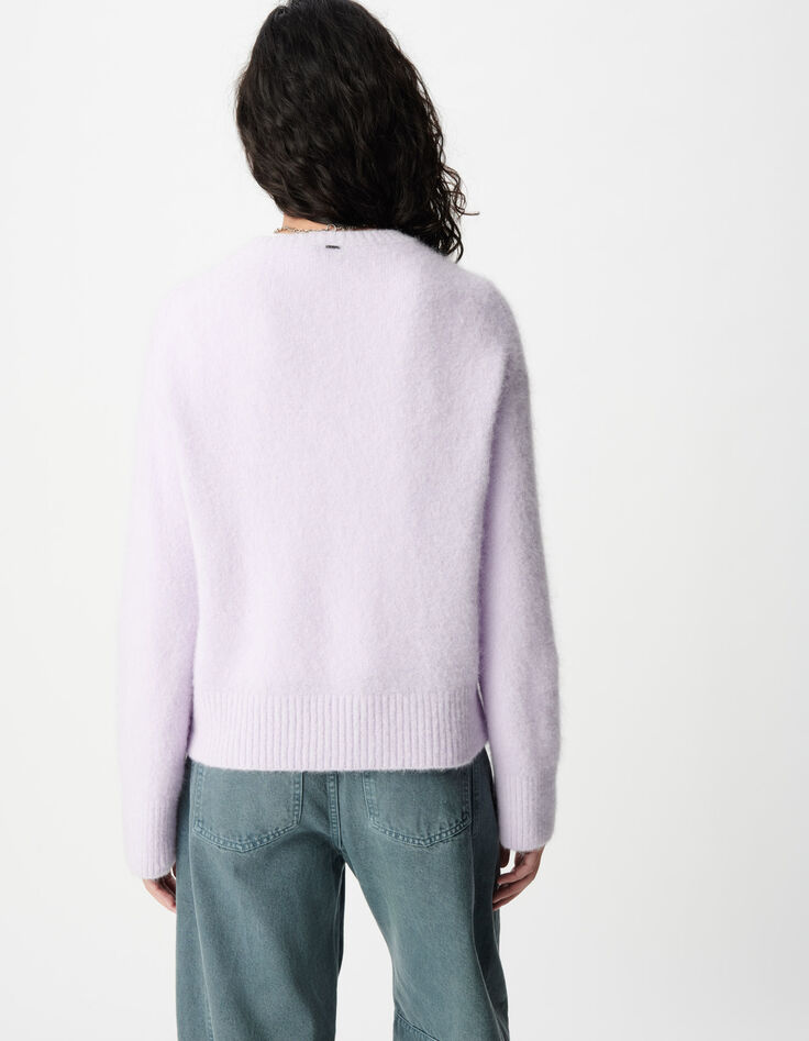 Flieder Alpaka-Pullover Damen mit V-Ausschnitt-5