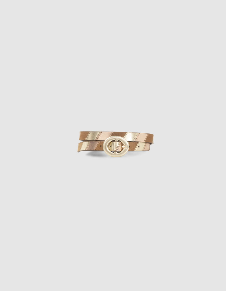 Leren riem koper, goud en geelbruin I.Code-4 Leren riem koper, goud en geelbruin I.Code-4