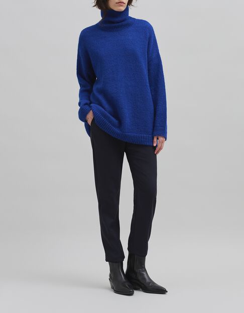 K&ouml;nigsblauer Damen-Rollkragenpullover mit Strickmuster - IKKS